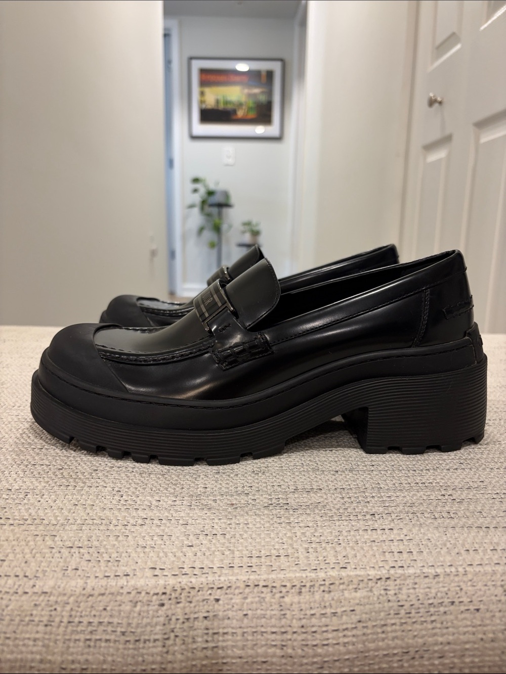 Christian Dior Code Black Leather Platform Loafers | Size 38